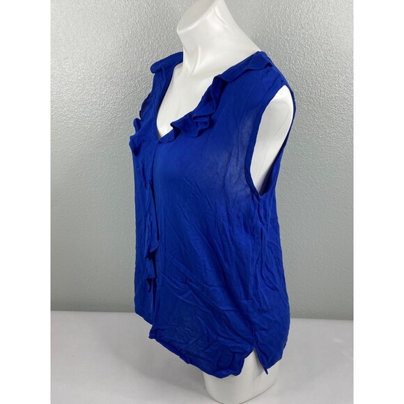 Culture Code Women Small Blue Ruffle Top Sleeveless Lightweight Casual NWT - Picture 4 of 9